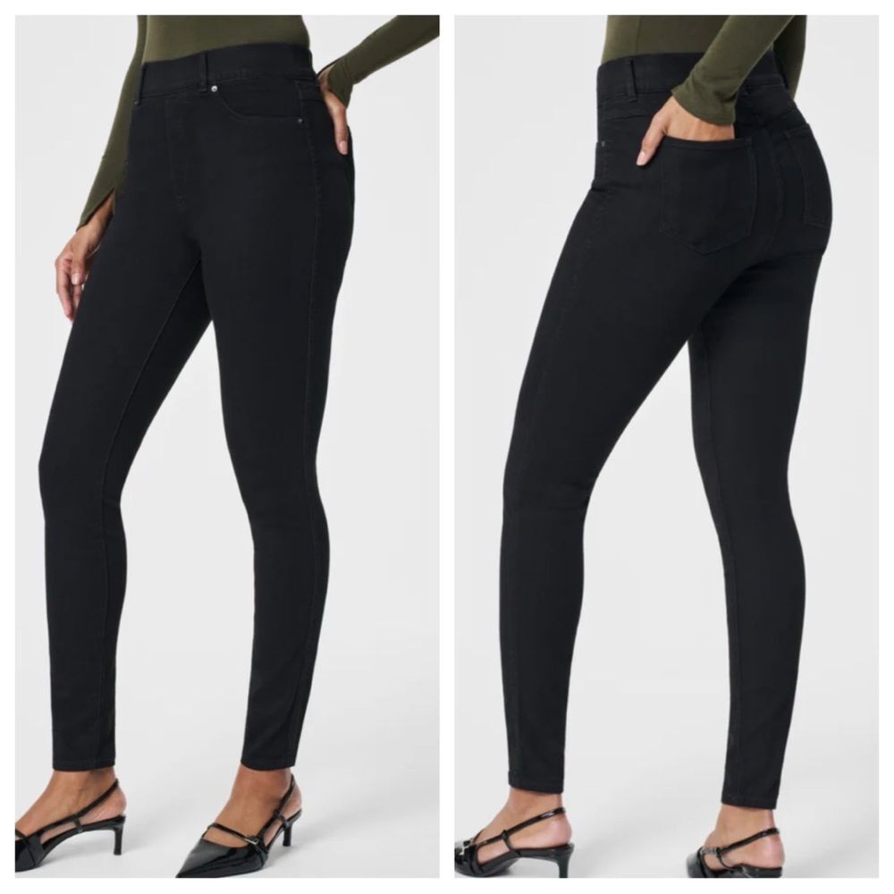Spanx Petite Ankle Skinny Black pull on Jeans size Medium